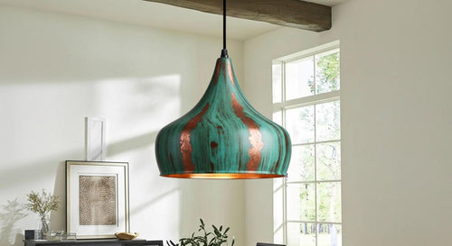 Oxidized pendant Copper Patina Light , Green Patina Dome Lamp , Hanging Pendant Lighting, Kitchen Island Lighting ,Ceiling Light Fixture