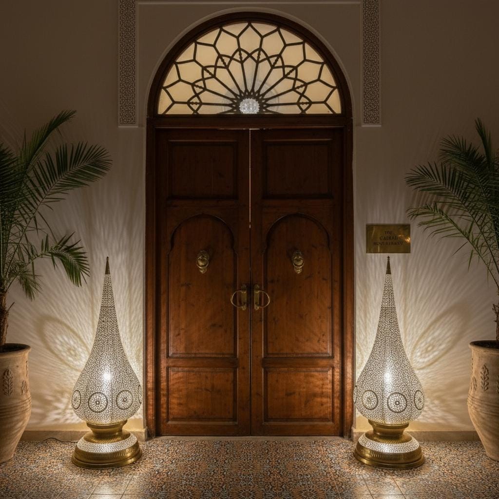 Handmade Moroccan Floor Lamp – Brass Pierced Light – Elegant Teardrop Shape – Handmade Moroccan Lighting – Boho Decor Light Fixture