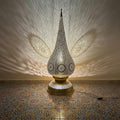 Handmade Moroccan Floor Lamp – Brass Pierced Light – Elegant Teardrop Shape – Handmade Moroccan Lighting – Boho Decor Light Fixture