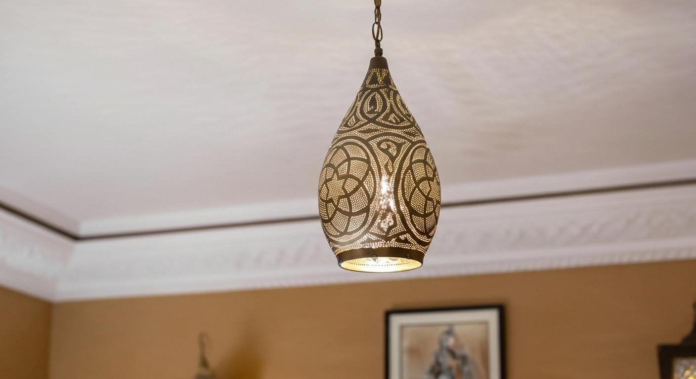 Handmade Moroccan Brass Pendant Light– Dome Hanging Ceiling Light Handmade by Artisans –  Moroccan handmade design –pendant lamps