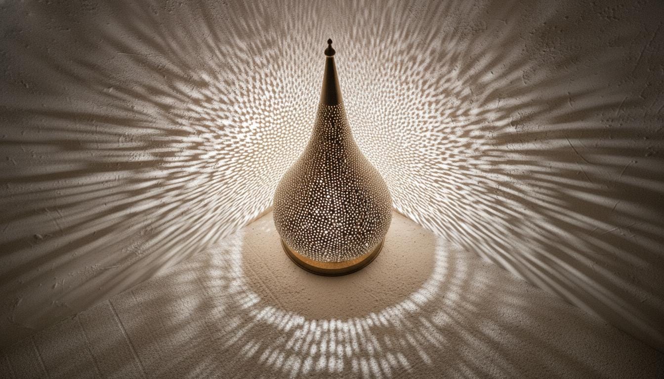 Handmade Moroccan Brass Table Lamp: Art Deco Night Light