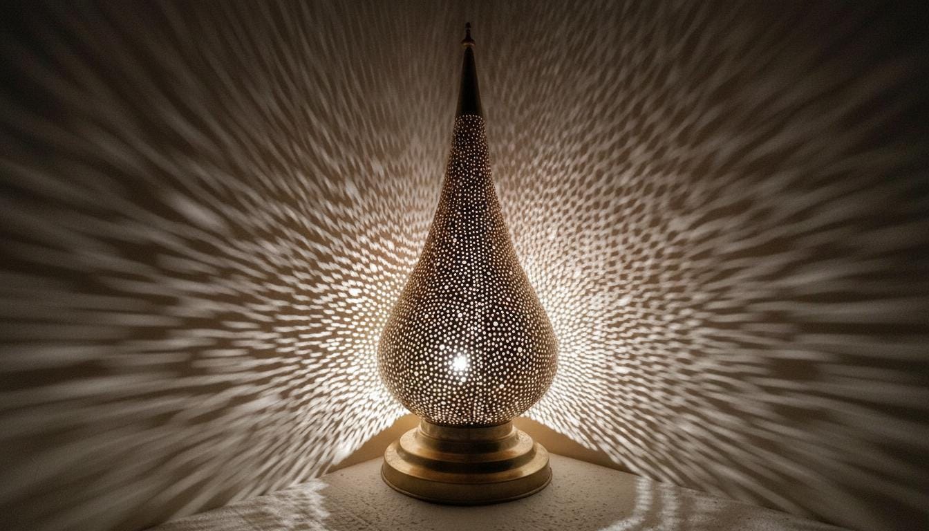 Handmade Moroccan Brass Table Lamp: Art Deco Night Light
