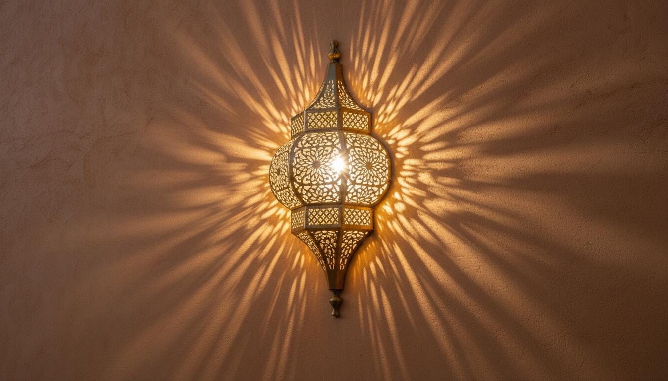 Handmade Moroccan Brass Wall Sconce Ambient Light,Arabesque Wall Light | Solid Copper Wall Scone Lamp Shade ,Moroccan Light Fixture,
