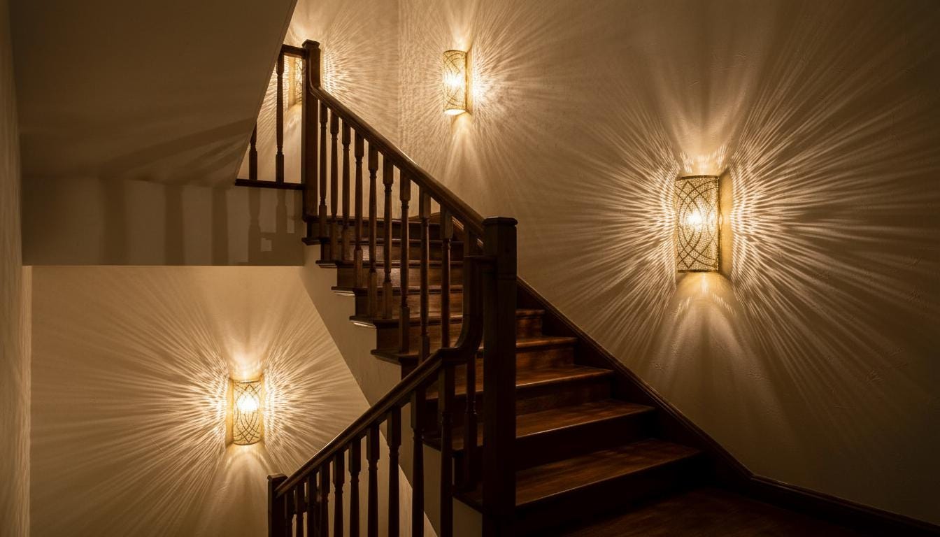 Set of 2 Moroccan Brass Wall Sconces: Handcrafted Geometric Lamps