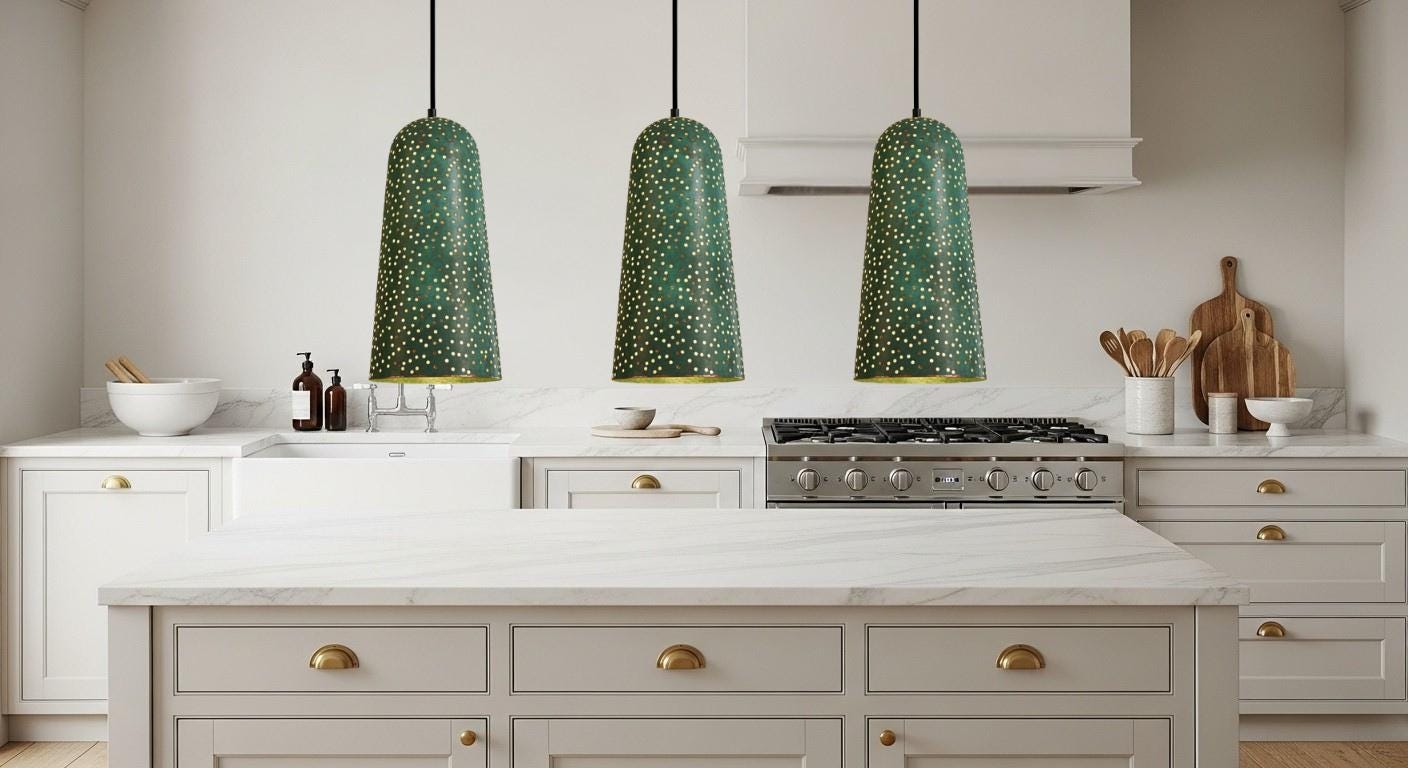 Set of 3 Handmade Copper Pendant Light , Handmade Dome Ceiling Lamp for Rustic Farmhouse Kitchen Island , Dome Lampshades ,Boho Lighting