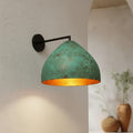 Handmade Green Patina Wall Lamp | Rustic Brass Sconce Light Fixture | Boho Vintage Lighting for Living Room or Bedroom Decor