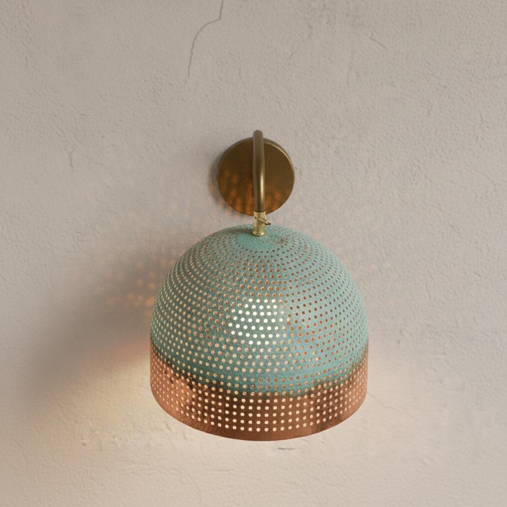 Handmade Brass and Copper Wall Lamp | Hammered Copper Wall Sconce  | Farmhouse Lighting | Oxidized Wall Copper Lights | Vintage Wall Lamp