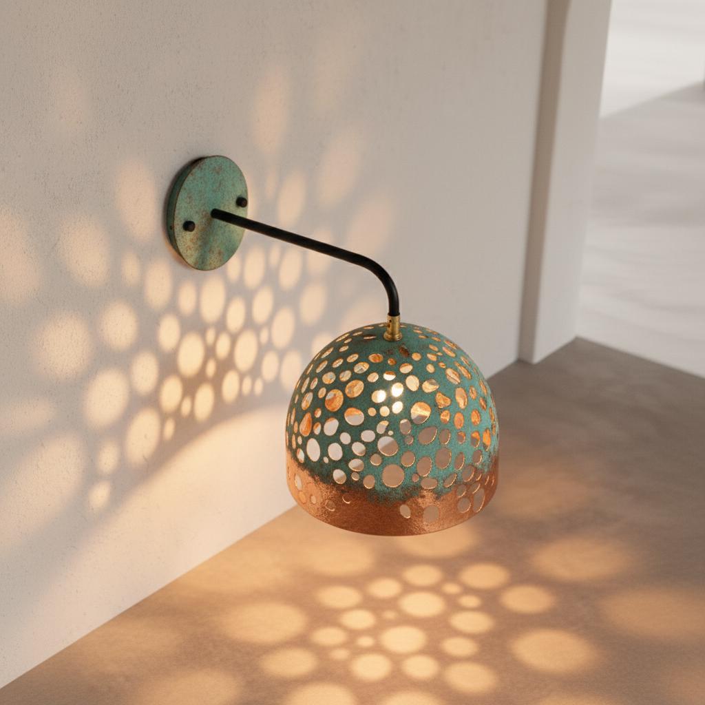 Oxidized Copper Wall Light , Handmade Wall Light, handcrafted Wall sconce , Outdoor Copper Sconce Wall Light Green Patina, Vintage Wall Lamp