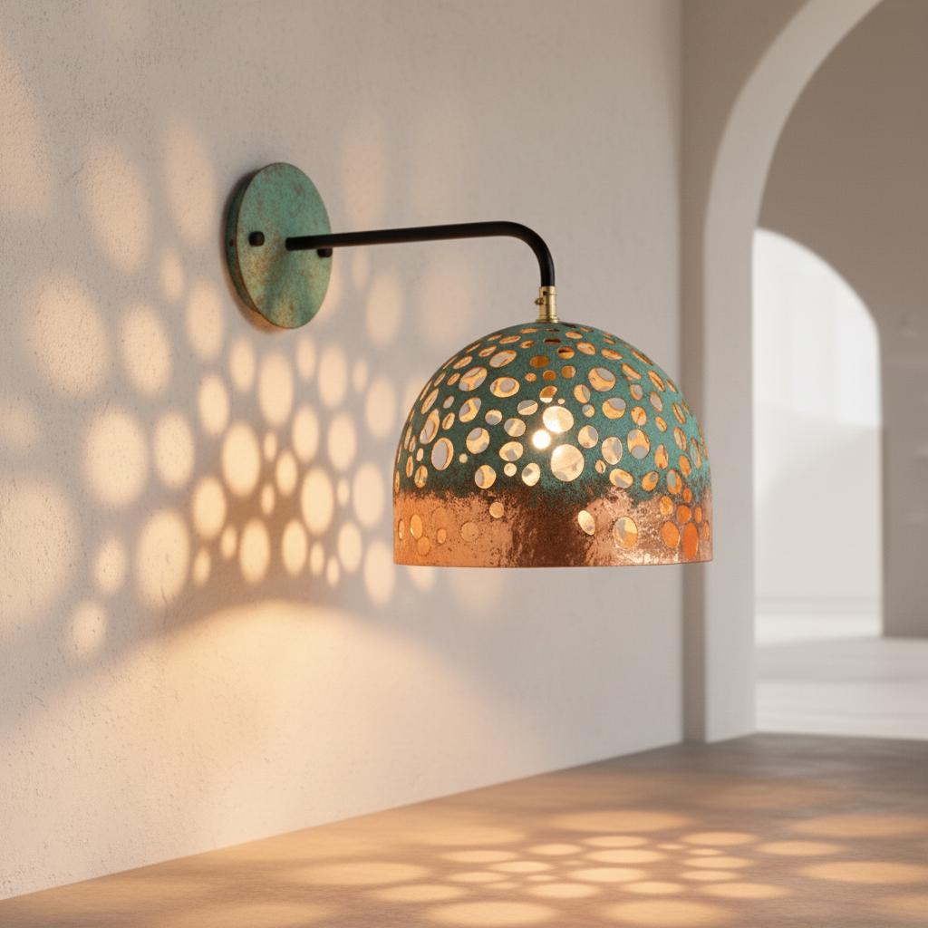 Oxidized Copper Wall Light , Handmade Wall Light, handcrafted Wall sconce , Outdoor Copper Sconce Wall Light Green Patina, Vintage Wall Lamp