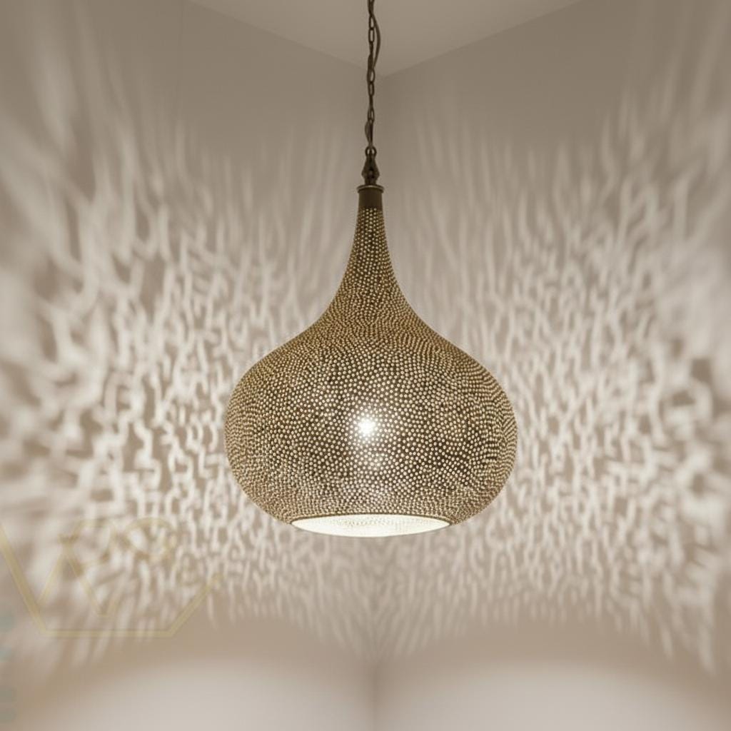 Moroccan Brass Pendant Light , Moroccan Light Fixtures , Simple Moroccan Hanging Lamp ,Moroccan handmade design , Moroccan Chandelier