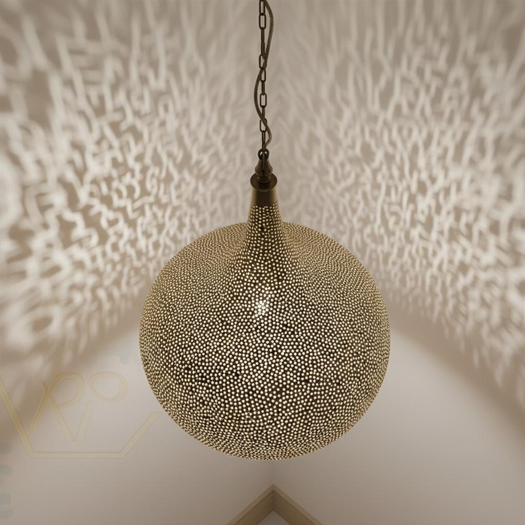 Moroccan Brass Pendant Light , Moroccan Light Fixtures , Simple Moroccan Hanging Lamp ,Moroccan handmade design , Moroccan Chandelier