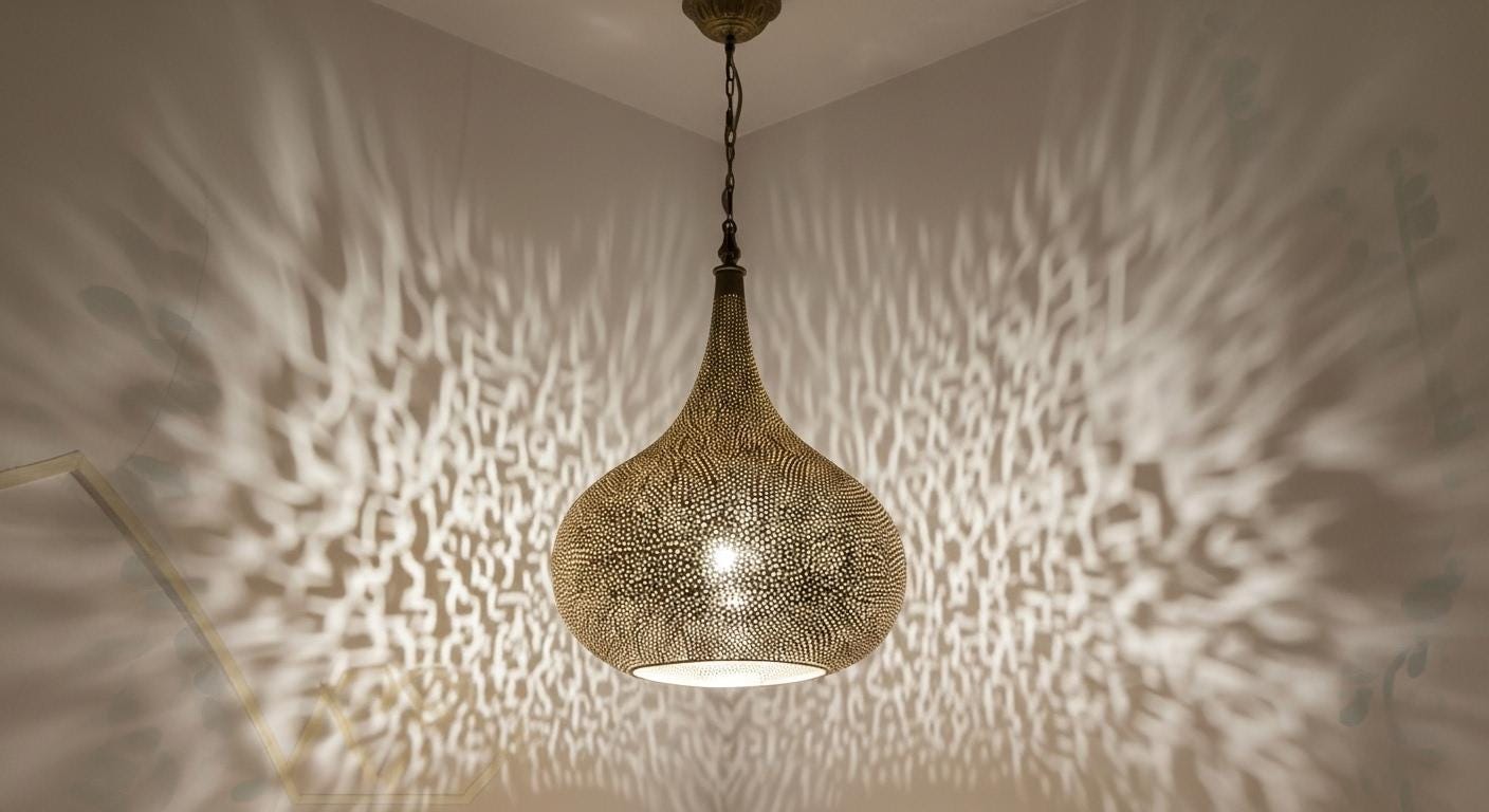 Moroccan Brass Pendant Light , Moroccan Light Fixtures , Simple Moroccan Hanging Lamp ,Moroccan handmade design , Moroccan Chandelier