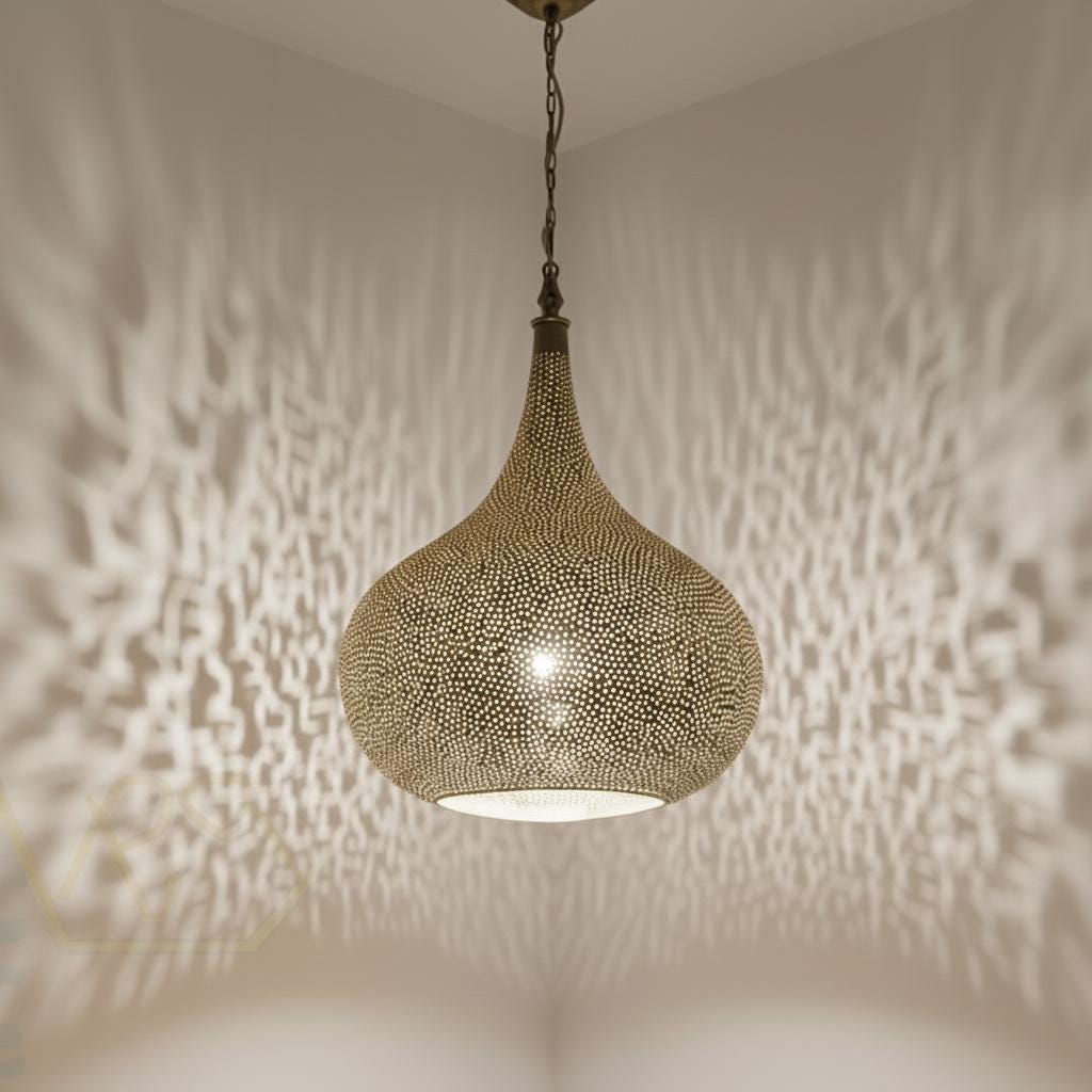 Moroccan Brass Pendant Light , Moroccan Light Fixtures , Simple Moroccan Hanging Lamp ,Moroccan handmade design , Moroccan Chandelier