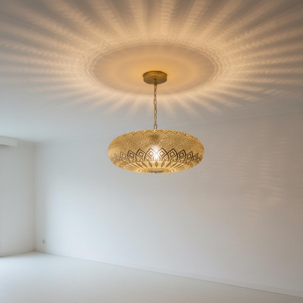 Handmade Moroccan Brass Pendant Light , Pendant Lighting , Simple Moroccan Pendant Lamp ,Handmade light fixture, Ceiling chandelier