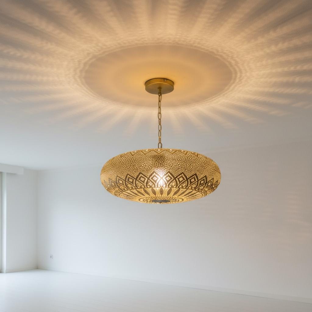 Handmade Moroccan Brass Pendant Light , Pendant Lighting , Simple Moroccan Pendant Lamp ,Handmade light fixture, Ceiling chandelier