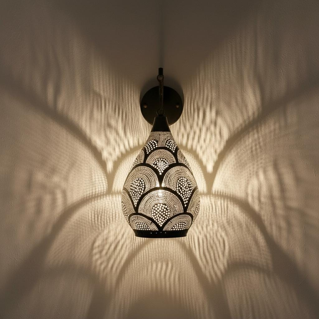 Handmade Moroccan Brass Wall Sconce , Copper Wall Lamp ,Moroccan Industrial Lighting ,Handmade Pierced Wall Lamp ,Handmad wall Light Fixture