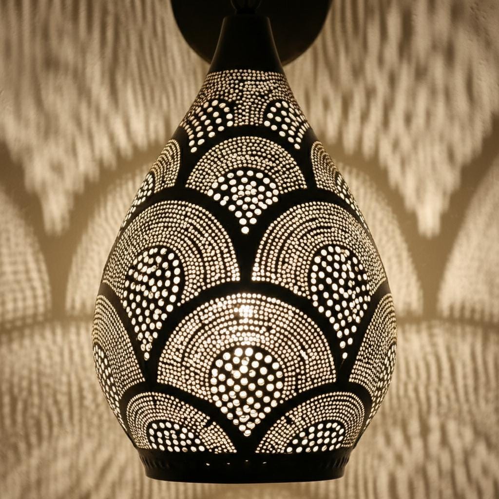 Handmade Moroccan Brass Wall Sconce , Copper Wall Lamp ,Moroccan Industrial Lighting ,Handmade Pierced Wall Lamp ,Handmad wall Light Fixture