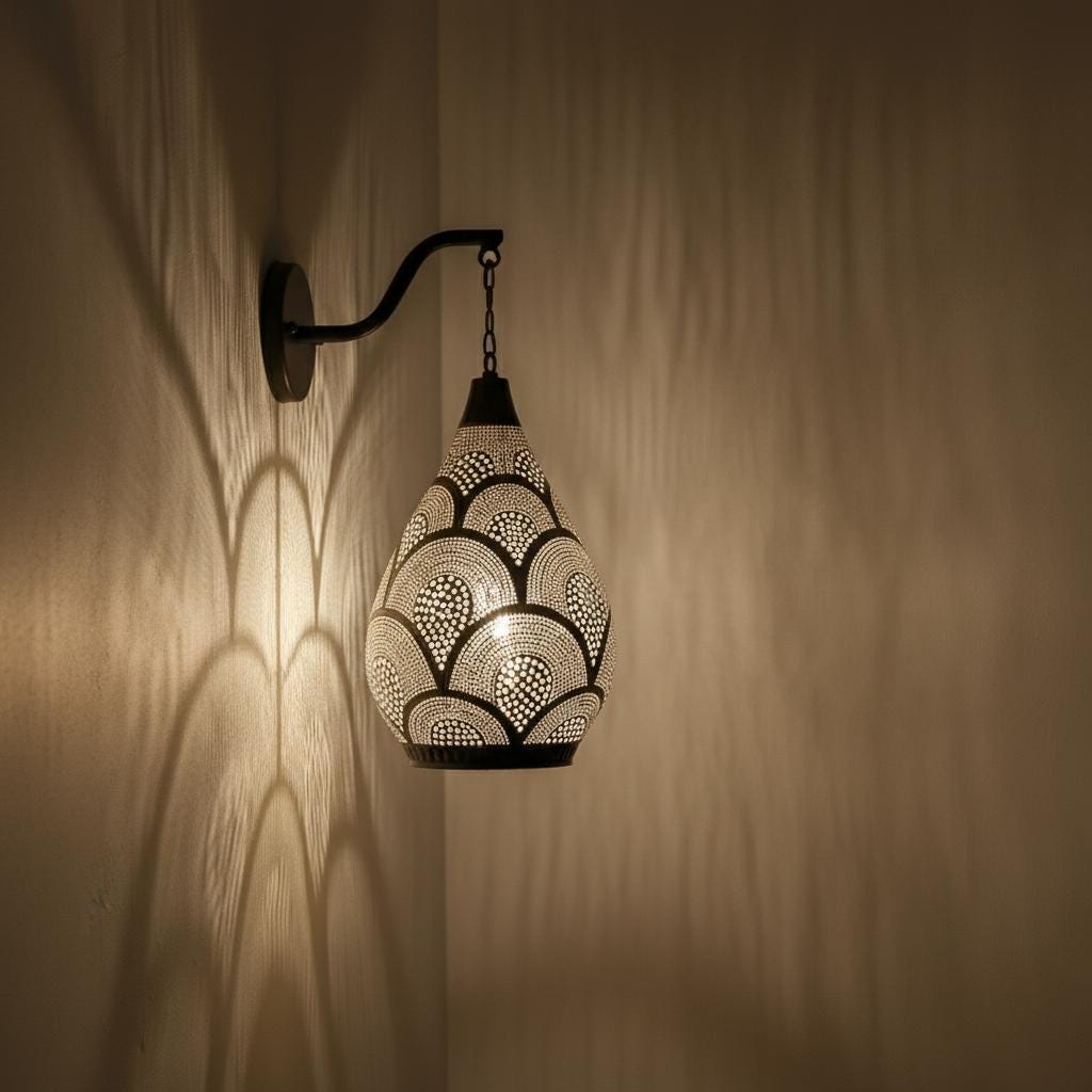 Handmade Moroccan Brass Wall Sconce , Copper Wall Lamp ,Moroccan Industrial Lighting ,Handmade Pierced Wall Lamp ,Handmad wall Light Fixture
