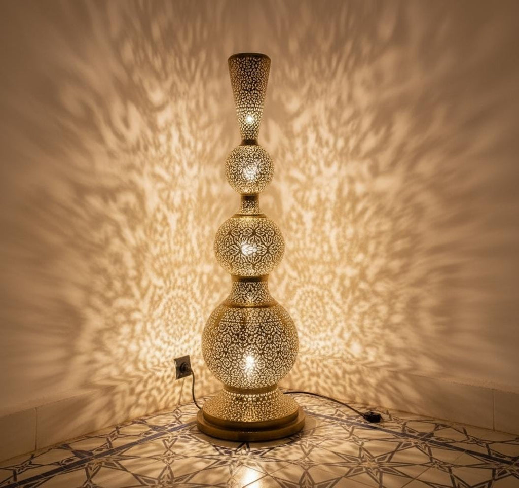 Moroccan Brass Floor Lamp  , Handmade Solid Brass Moroccan Floor Lamp ,Handmade Moroccan Brass Table Lamp , Moroccan Style Light Fixture