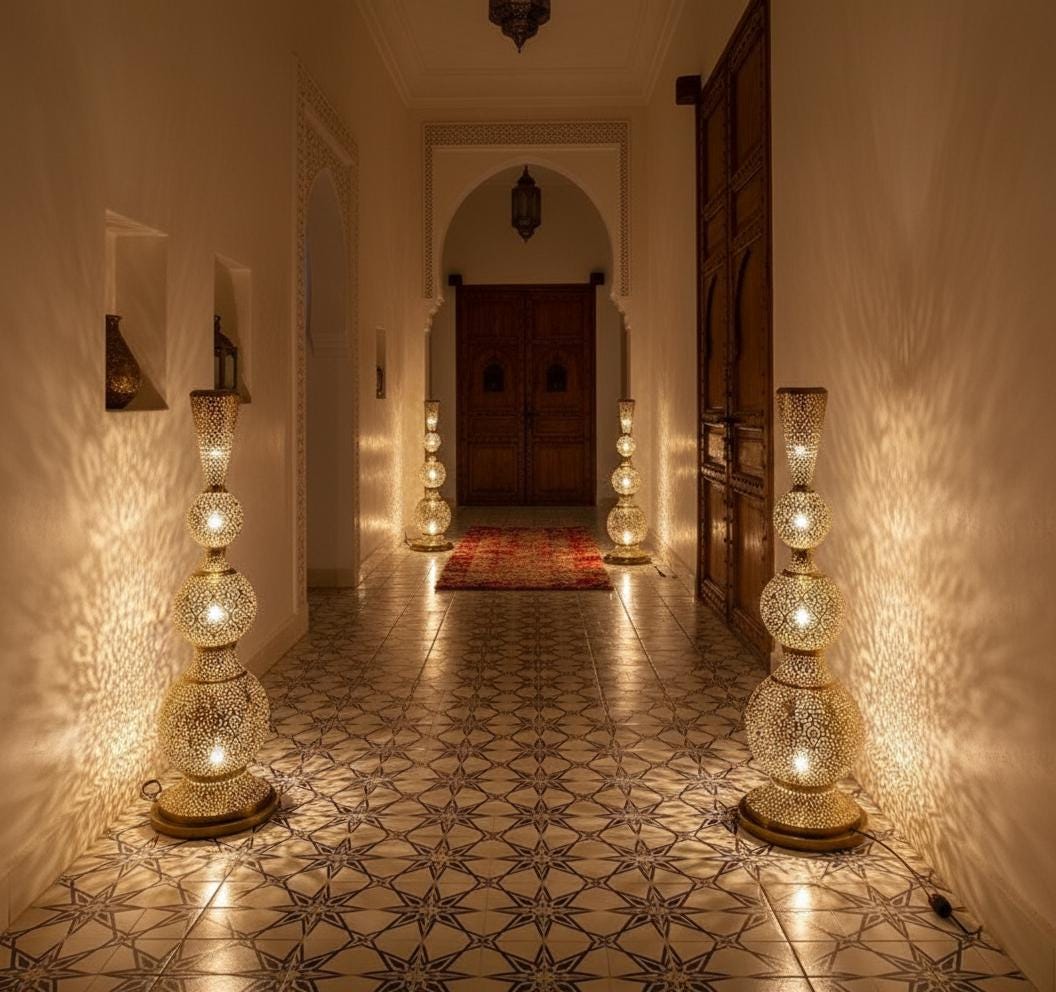 Moroccan Brass Floor Lamp  , Handmade Solid Brass Moroccan Floor Lamp ,Handmade Moroccan Brass Table Lamp , Moroccan Style Light Fixture