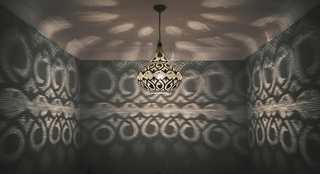 Handmade Moroccan Brass Pendant Light: Large Dome with Intricate Patterns