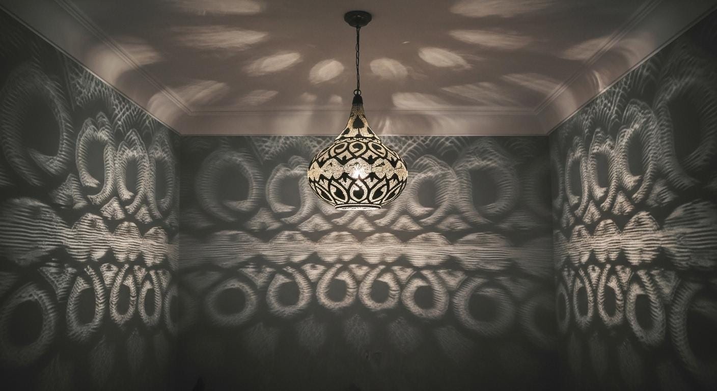 Handmade Moroccan Brass Pendant Light: Large Dome with Intricate Patterns