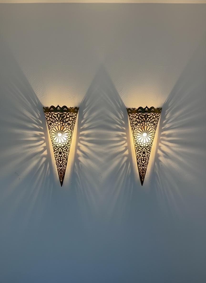 Moroccan Brass Wall Sconces ,Handmade Moroccan Brass Wall Sconce ,lampshade wall light, Brass wall lamp ,Art Decor Light Wall Sconce