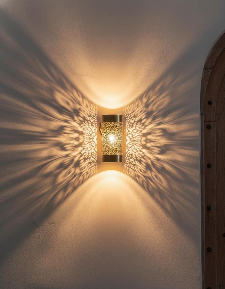 Handcrafted Moroccan Brass Sconce , Engraved Brass Moroccan , Handmad wall Light Fixture ,Brass Wall decor lamp,Wall Lighting Decor