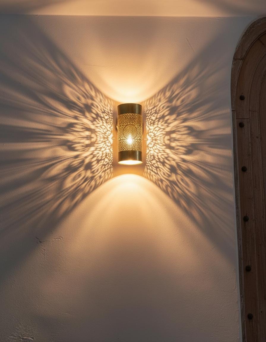 Handcrafted Moroccan Brass Sconce , Engraved Brass Moroccan , Handmad wall Light Fixture ,Brass Wall decor lamp,Wall Lighting Decor