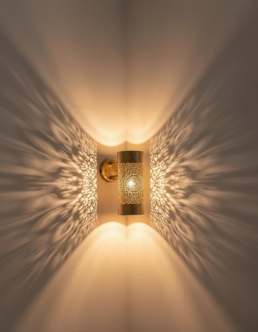 Handcrafted Moroccan Brass Sconce , Engraved Brass Moroccan , Handmad wall Light Fixture ,Brass Wall decor lamp,Wall Lighting Decor