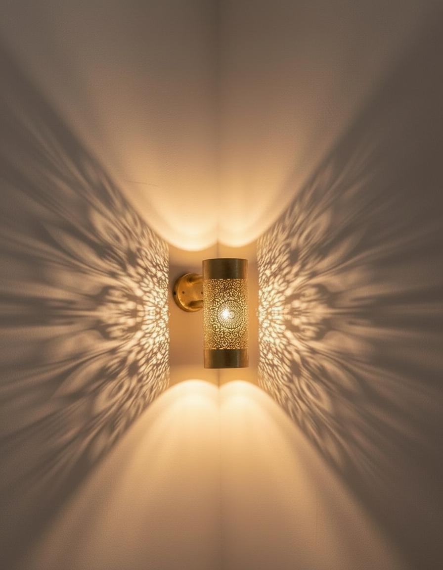 Handcrafted Moroccan Brass Sconce , Engraved Brass Moroccan , Handmad wall Light Fixture ,Brass Wall decor lamp,Wall Lighting Decor