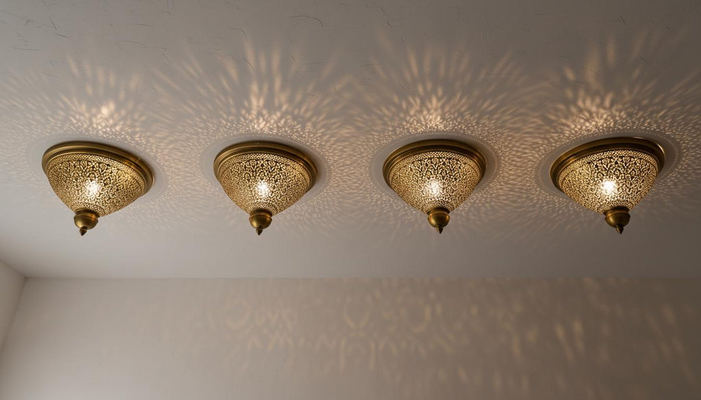 Handmade Moroccan Brass Wall Sconce –Simple Moroccan Ceiling lamps, Engraved Flush Mount Light –Handmade Light Fixtures, Moorish Wall Sconce