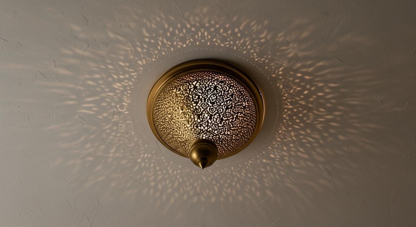 Handmade Moroccan Brass Wall Sconce –Simple Moroccan Ceiling lamps, Engraved Flush Mount Light –Handmade Light Fixtures, Moorish Wall Sconce
