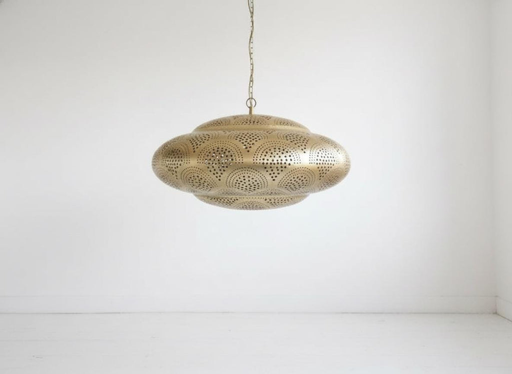 Handmade Moroccan Brass Pendant Light: Boho Home Decor