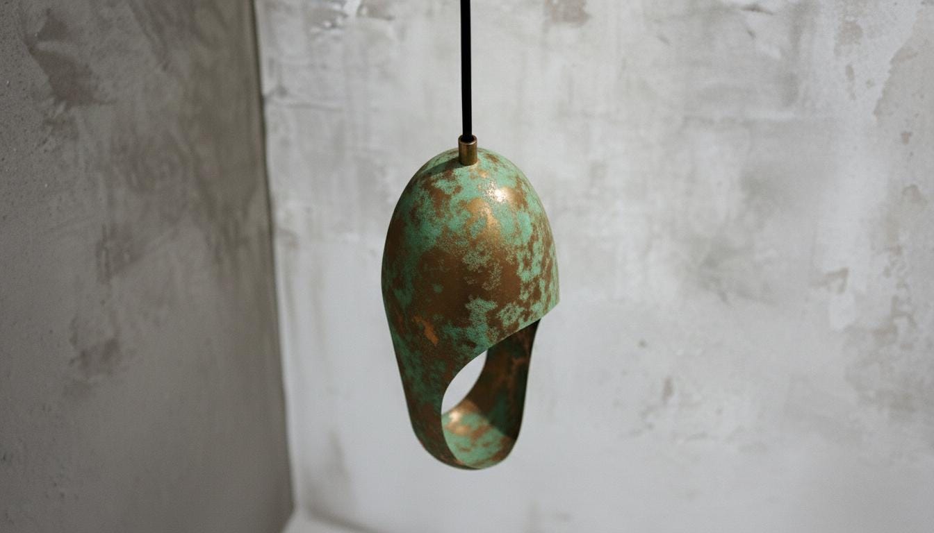 Handcrafted Copper Pendant Light, Green Patina Dome, Moroccan Style, Handcrafted Cutout Dome Light Fixture for Modern Rustic Kitchen Decor