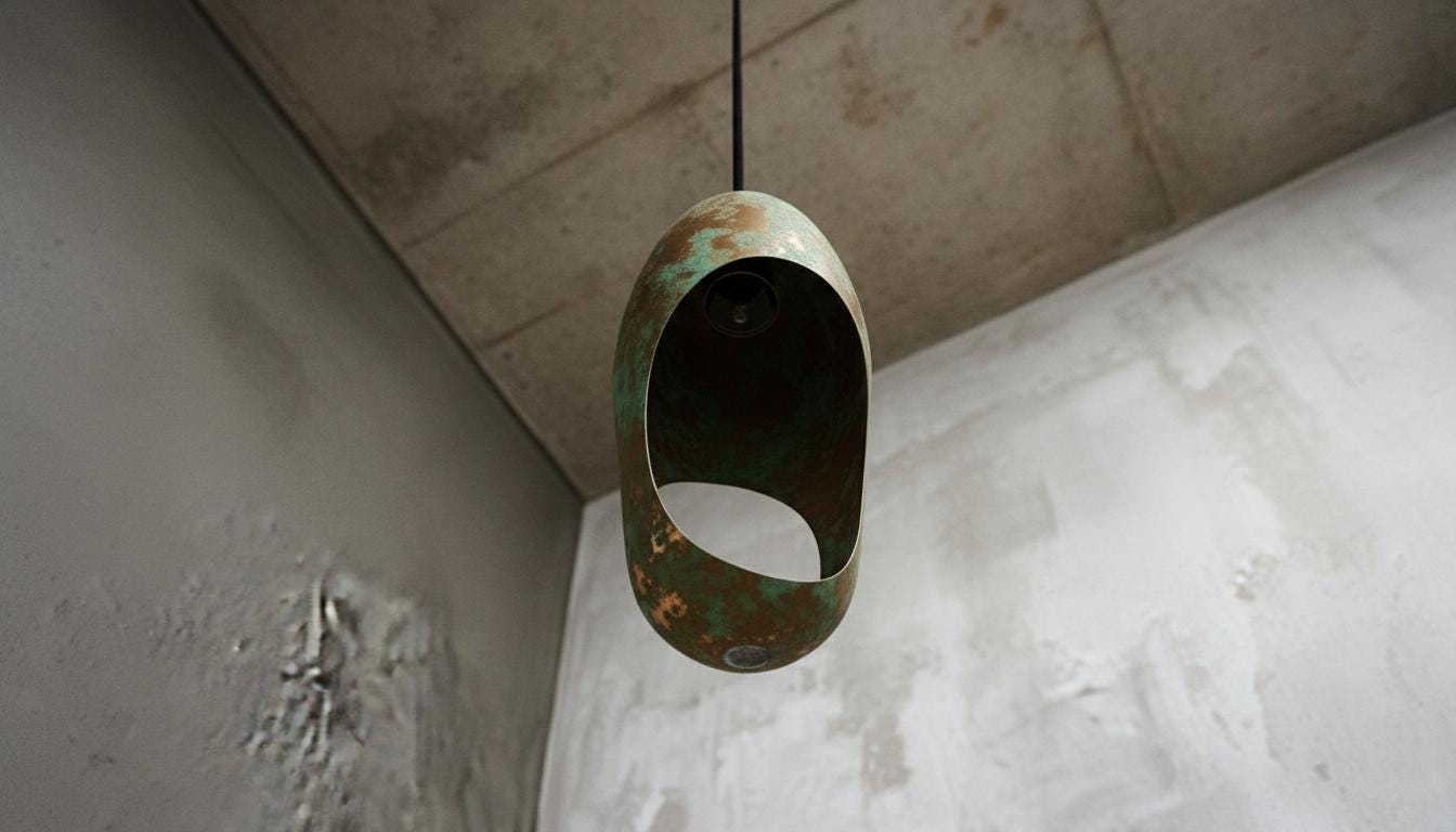 Handcrafted Copper Pendant Light, Green Patina Dome, Moroccan Style, Handcrafted Cutout Dome Light Fixture for Modern Rustic Kitchen Decor