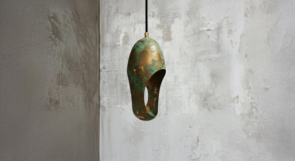 Handcrafted Copper Pendant Light, Green Patina Dome, Moroccan Style, Handcrafted Cutout Dome Light Fixture for Modern Rustic Kitchen Decor