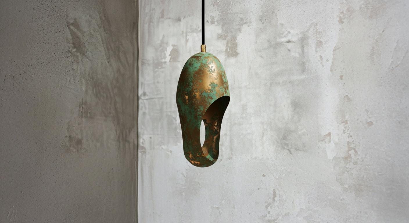 Handcrafted Copper Pendant Light, Green Patina Dome, Moroccan Style, Handcrafted Cutout Dome Light Fixture for Modern Rustic Kitchen Decor