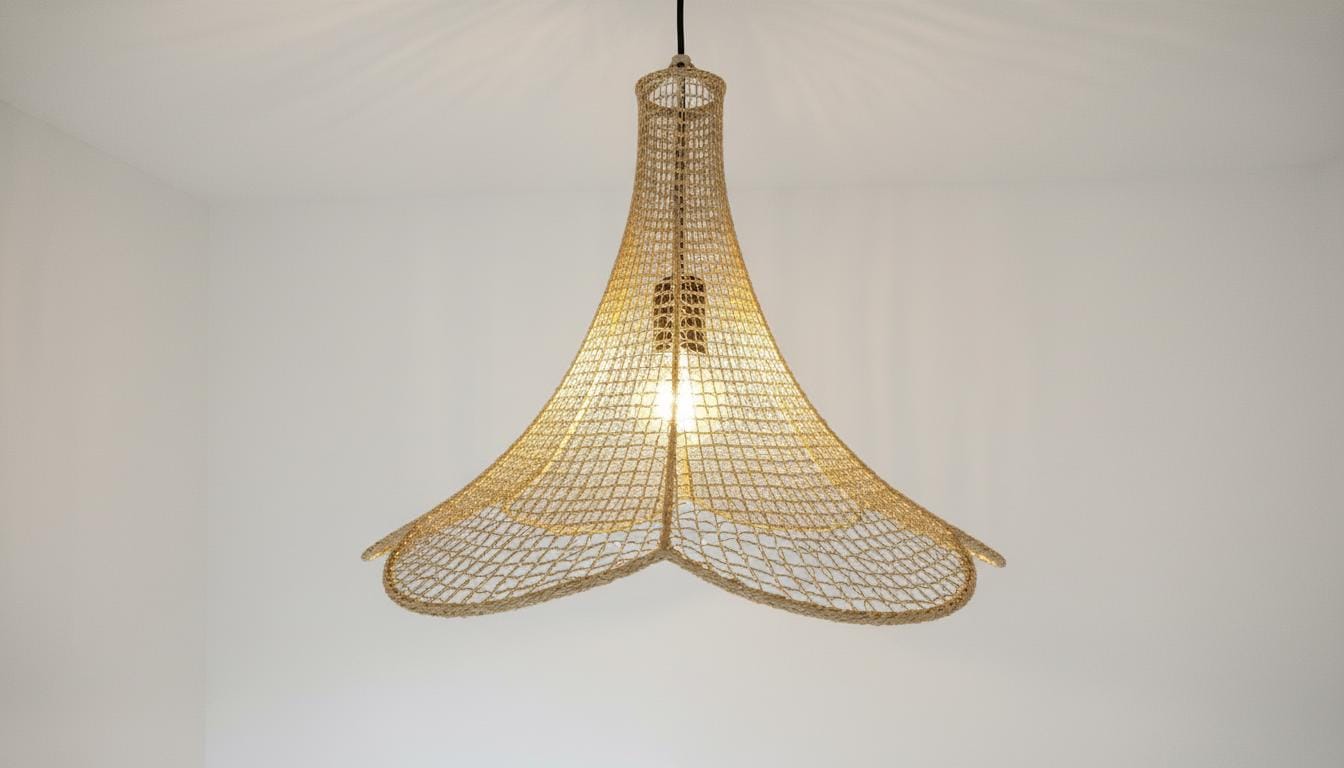 Handwoven Raffia Pendant Light– Handmade Raffia Pendant Light –Woven Boho Ceiling Lamp – Moroccan Boho Lamp Shade –Suspension in raffia