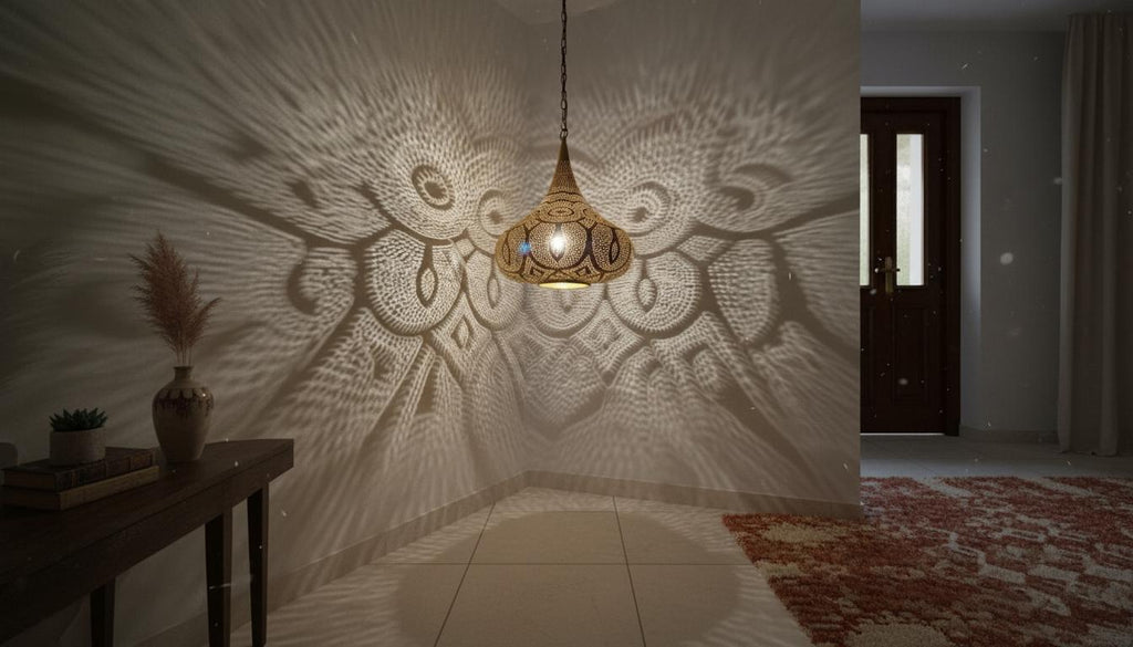 Moroccan Brass Pendant Light: Handmade Hanging Lamp