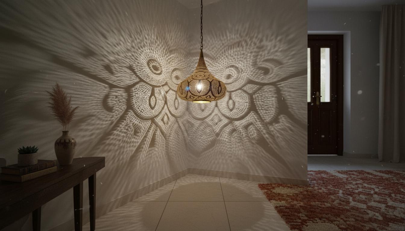 Moroccan Brass Pendant Light: Handmade Hanging Lamp