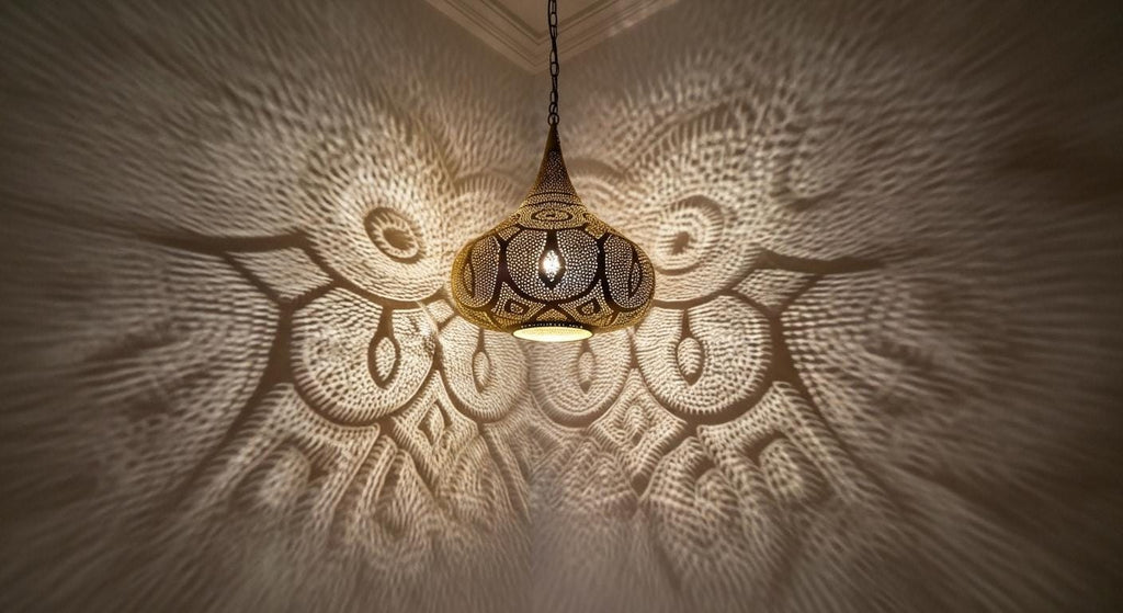 Moroccan Brass Pendant Light: Handmade Hanging Lamp