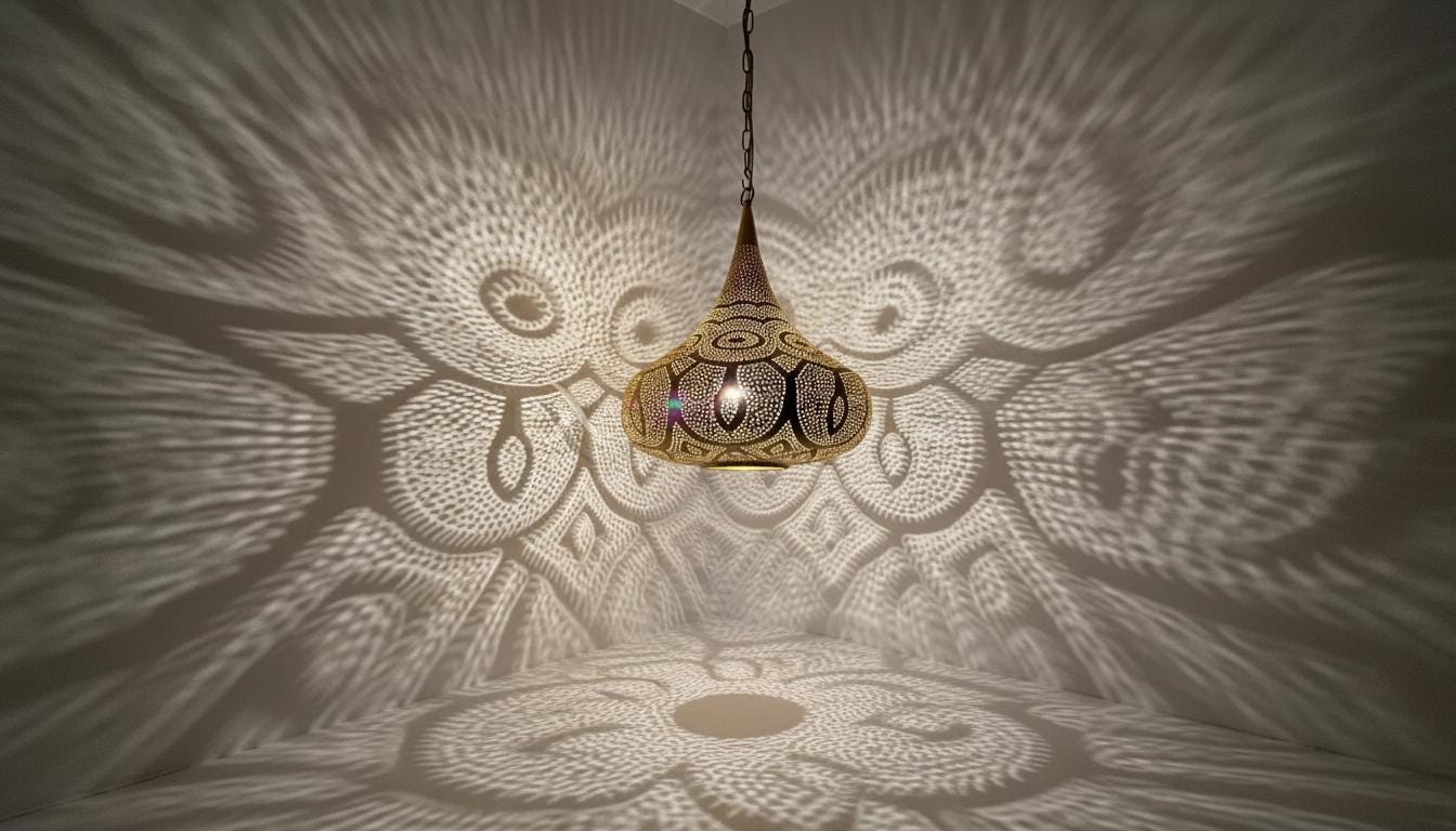 Moroccan Brass Pendant Light: Handmade Hanging Lamp