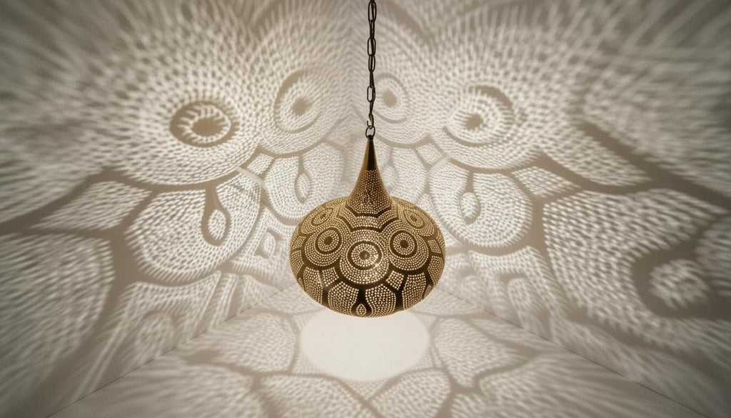 Moroccan Brass Pendant Light: Handmade Hanging Lamp