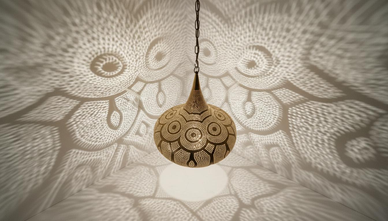 Moroccan Brass Pendant Light: Handmade Hanging Lamp