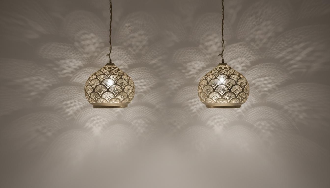 Handmade Moroccan Brass Pendant Light | Vintage Patina Green Ceiling Lamp | Boho Engraved Lantern Shade | Oriental Home Decor|Light Fixtures