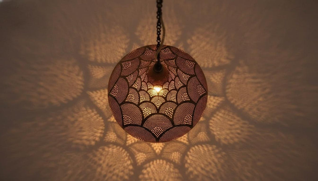 Handcrafted Moroccan Brass Pendant Light ,Pendant Lighting,Simple Moroccan Pendant Lamp ,Boho Chandelier Lighting,Pierced Teardrop Boho Lamp