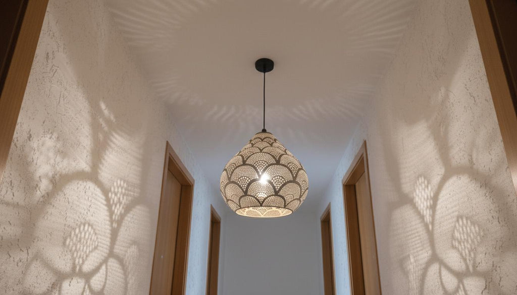 Moroccan Ceiling Fixture Light,Pendant Lighting,Simple Moroccan Pendant Lamp ,Boho Chandelier Lighting,Pierced Teardrop Boho Lamp