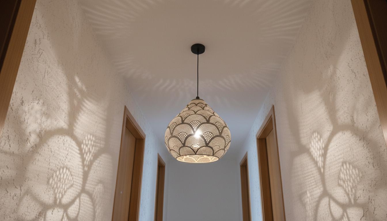 Moroccan Ceiling Fixture Light,Pendant Lighting,Simple Moroccan Pendant Lamp ,Boho Chandelier Lighting,Pierced Teardrop Boho Lamp