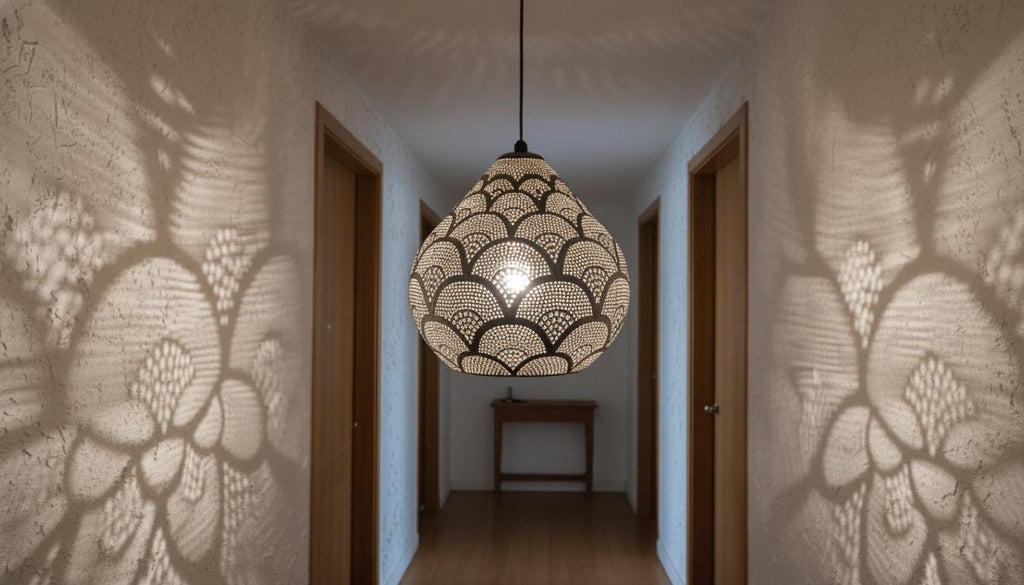 Moroccan Ceiling Fixture Light,Pendant Lighting,Simple Moroccan Pendant Lamp ,Boho Chandelier Lighting,Pierced Teardrop Boho Lamp